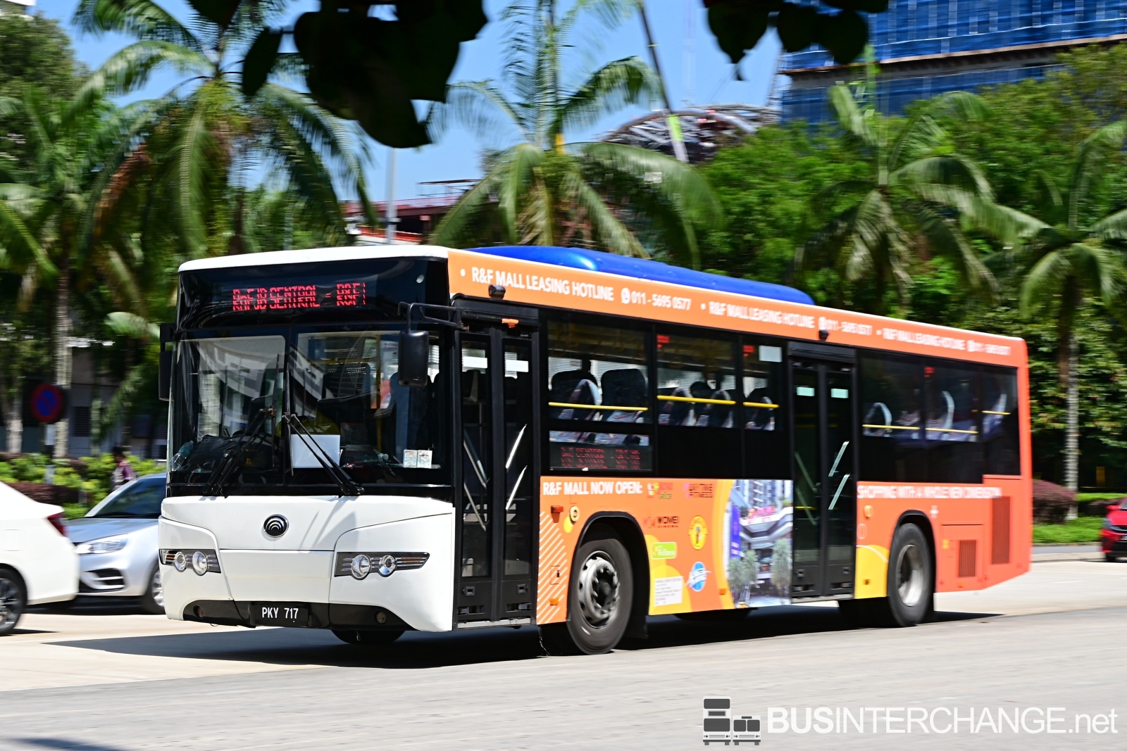 The Yutong ZK6118HG with Yutong bodywork (PKY 717) is seen on R&F Mall Free Shuttle Bus Service RnF operated by Causeway Link.